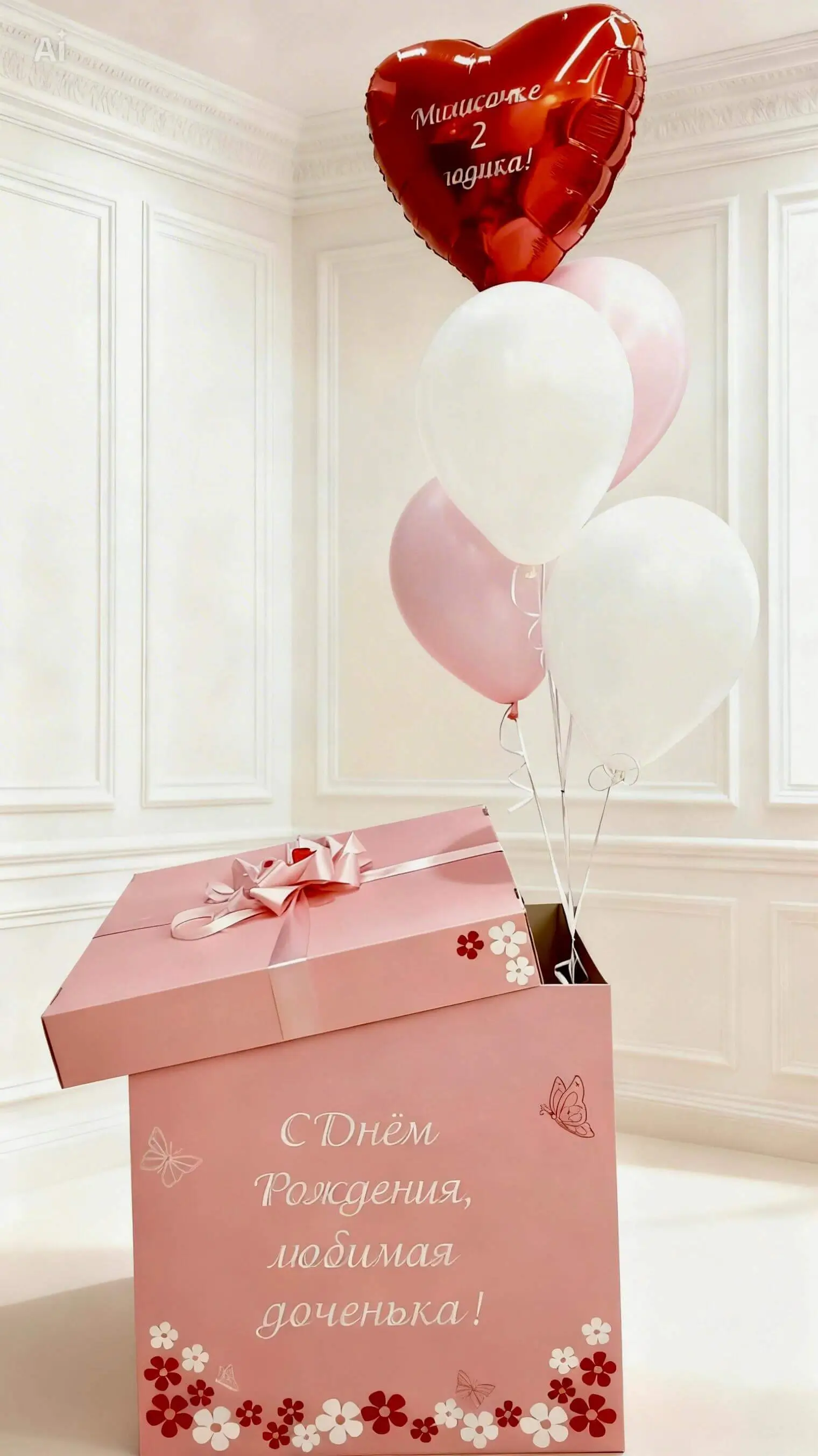 Воздушный шар - Коробка цветочный принт с шарами