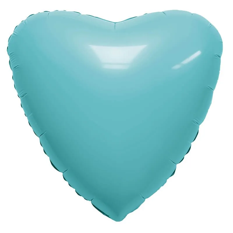 Воздушный шар - Сердце, Аквамарин, 18"/45 см