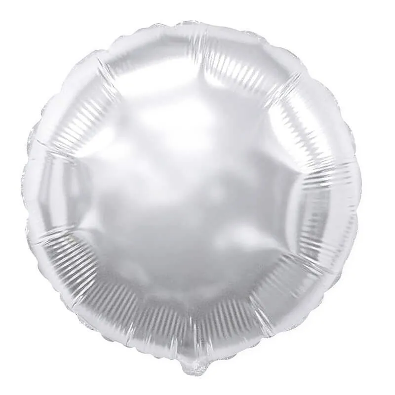 Воздушный шар - Круг, Серебро, 18"/45 см
