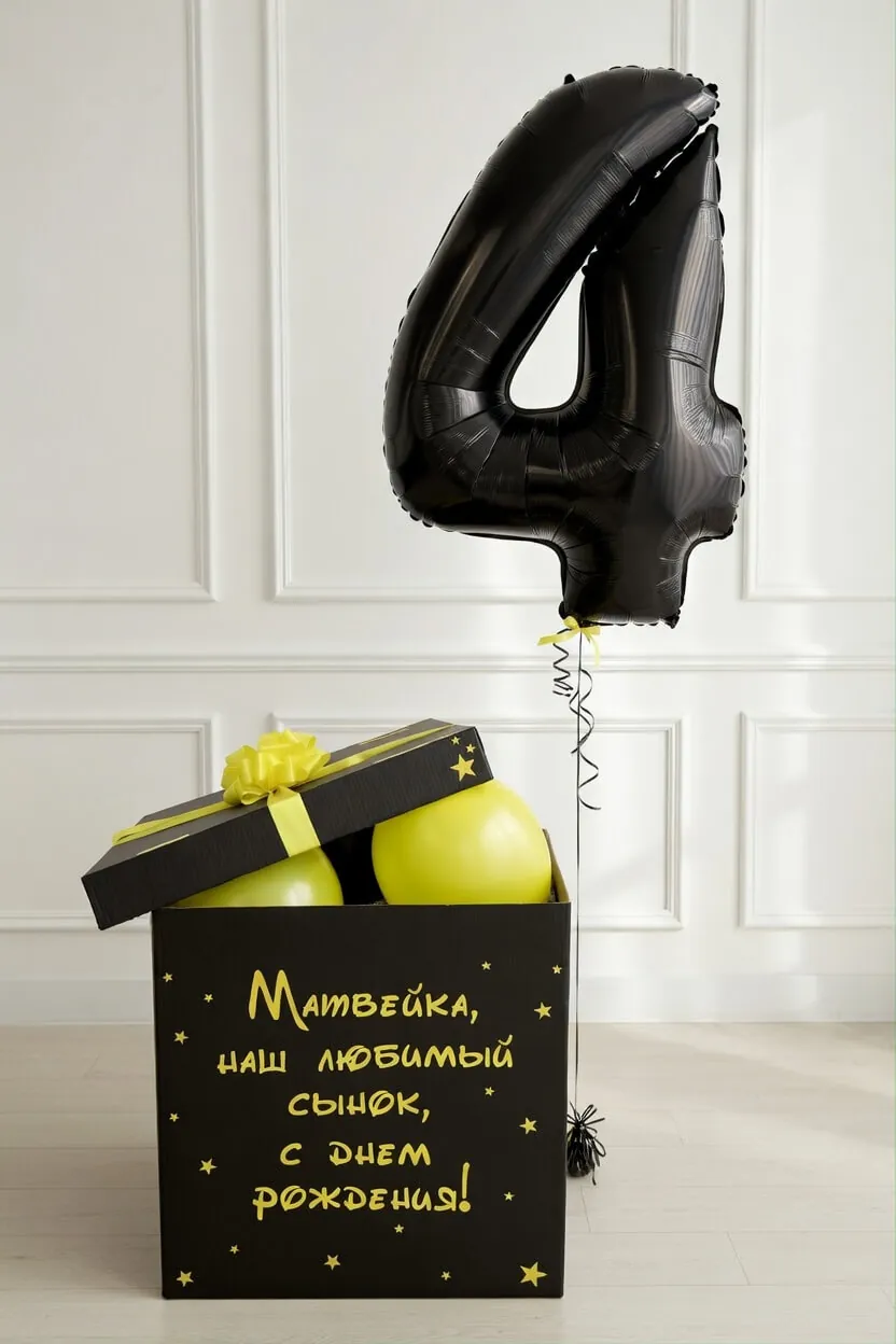 Воздушный шар - Комплект ДР Коробка сюрприз с Цифрой