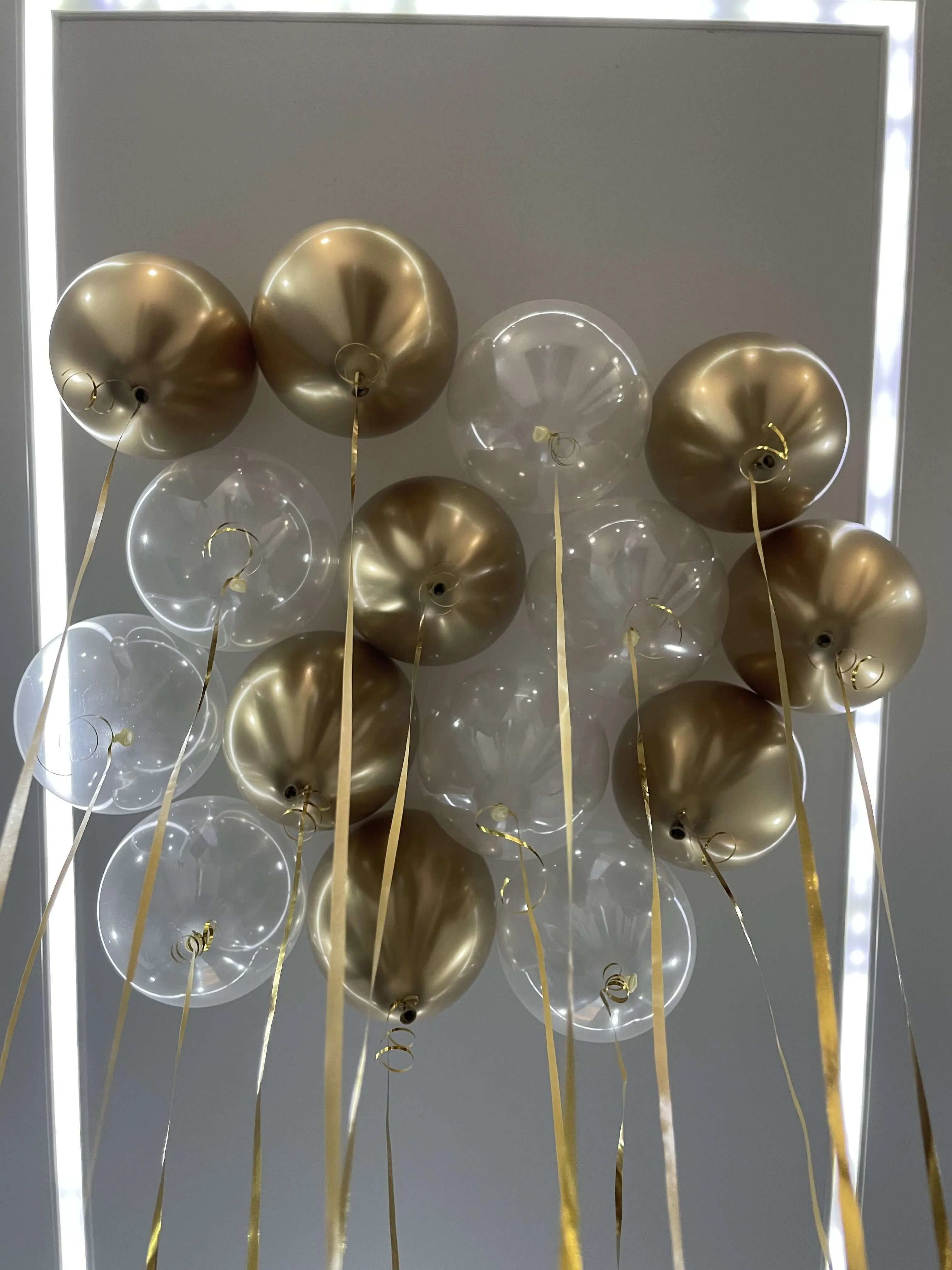 Воздушный шар - Связка Золото + Кристалл 15 шт