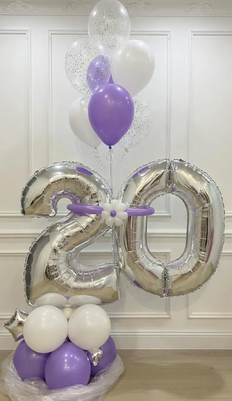 Воздушный шар - Комплект Цифры Сирень Воздух