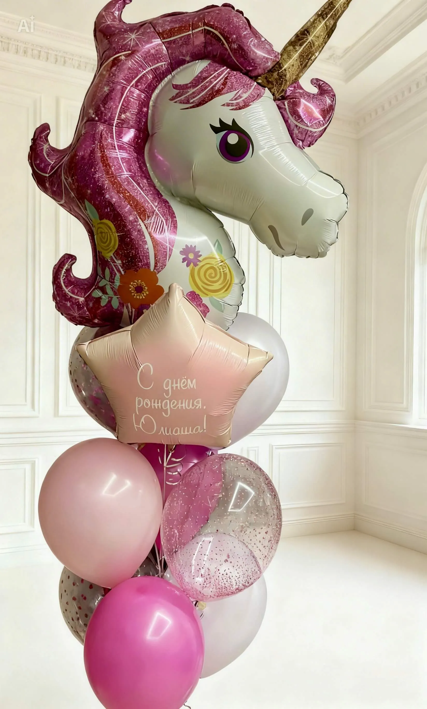 Воздушный шар - Фонтан Единорог Искристый