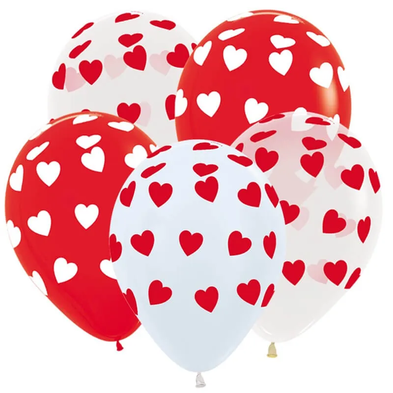 Гелиевый шар, Сердца классические, 12"/30 см