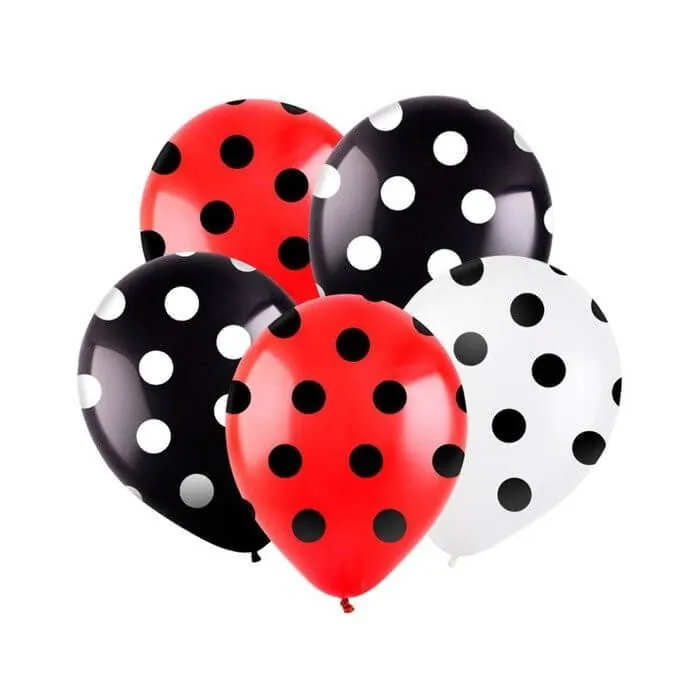 Гелиевый шар, Горох красный черный, 12"/30 см