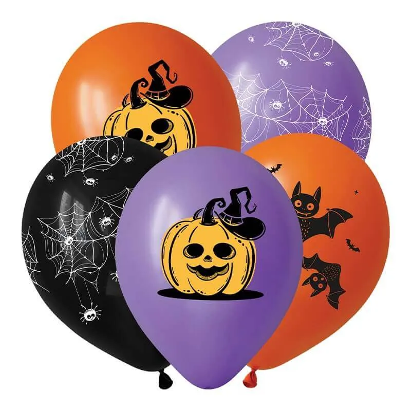 Гелиевый шар, Хэллоуин Страшилки и паутина, 12"/30 см