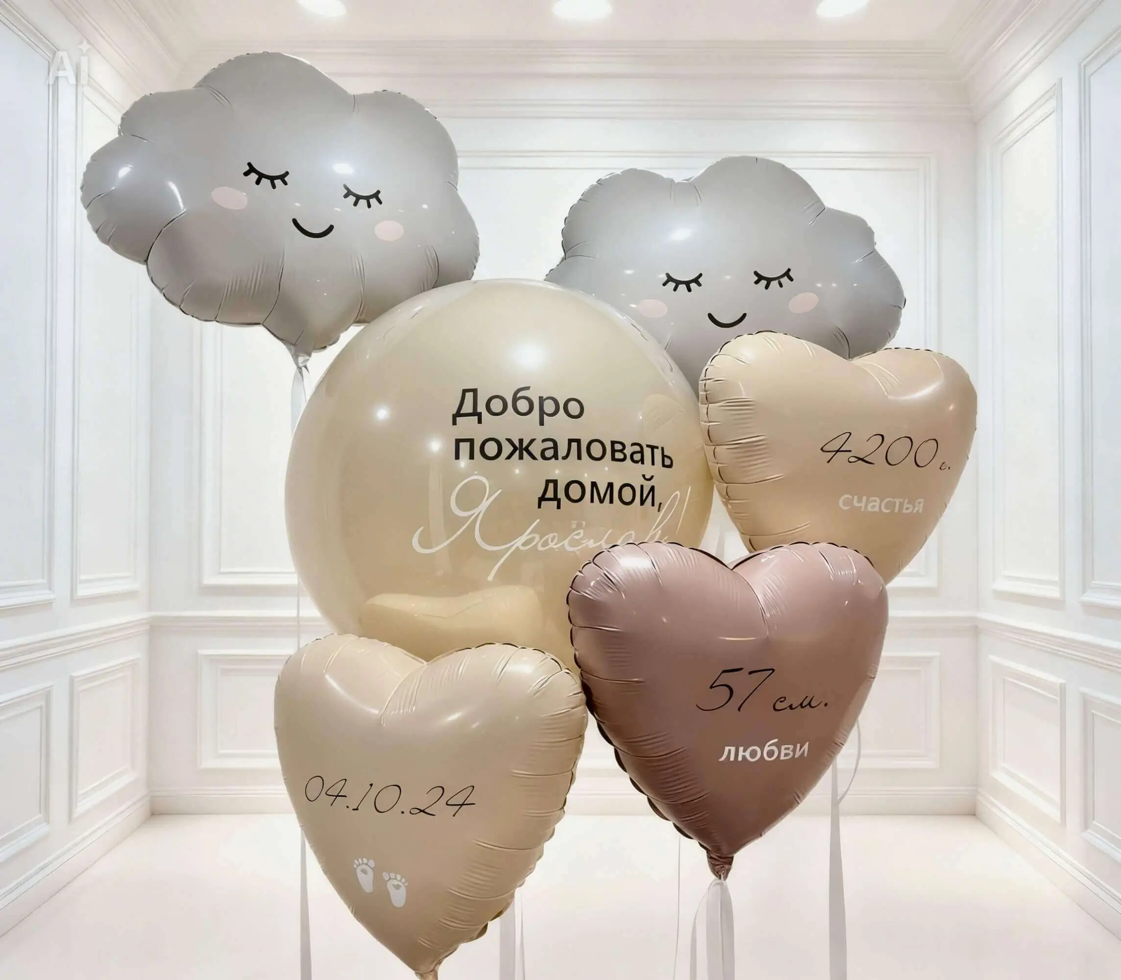 Воздушный шар - Композиция выписка Бежевые тона