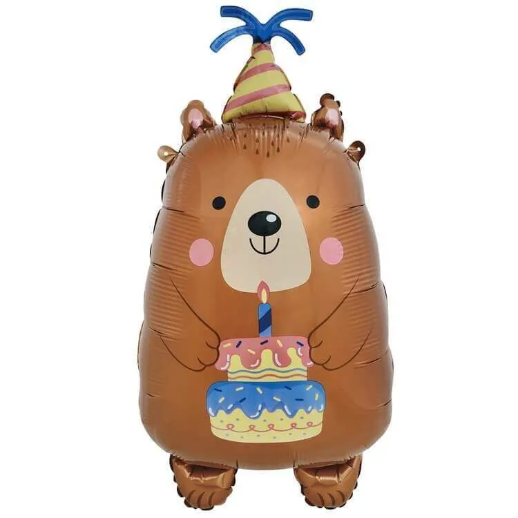 Воздушный шар - Фигура, Мишка с тортом 31"/79 см