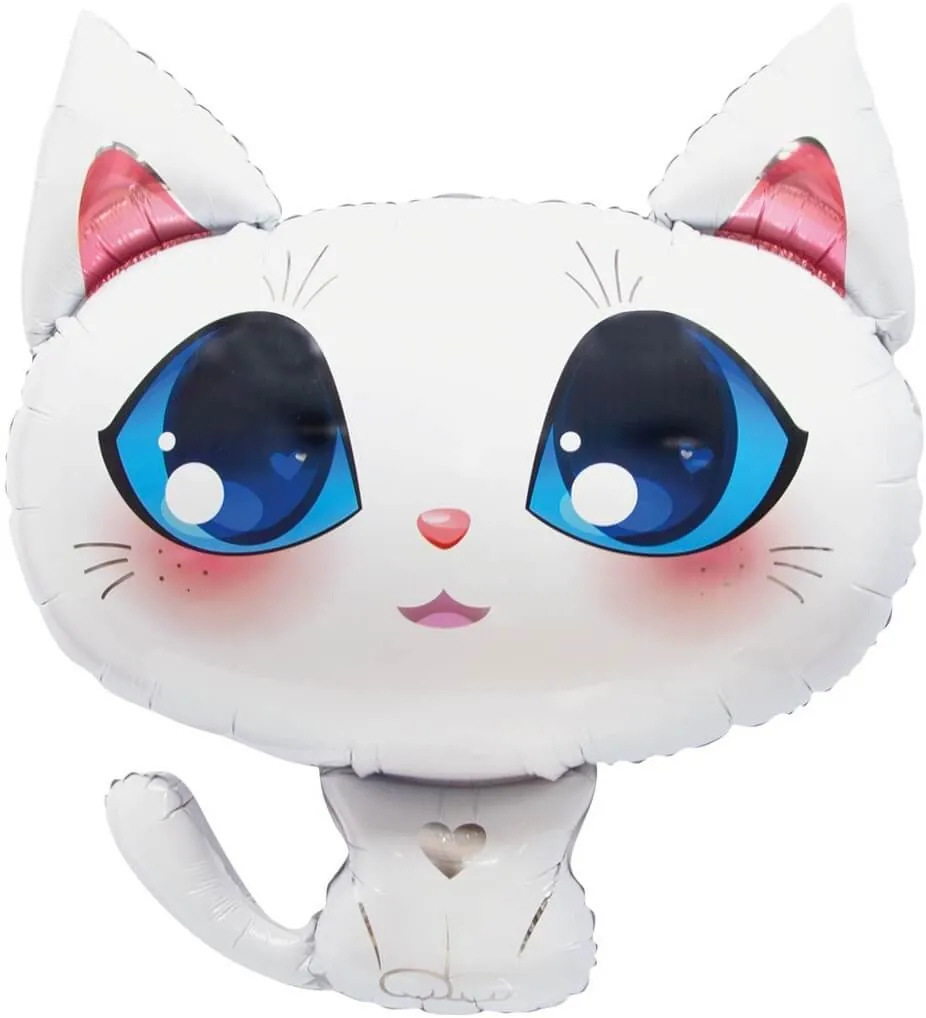 Воздушный шар - Фигура, Котенок, Белый 32"/81 см