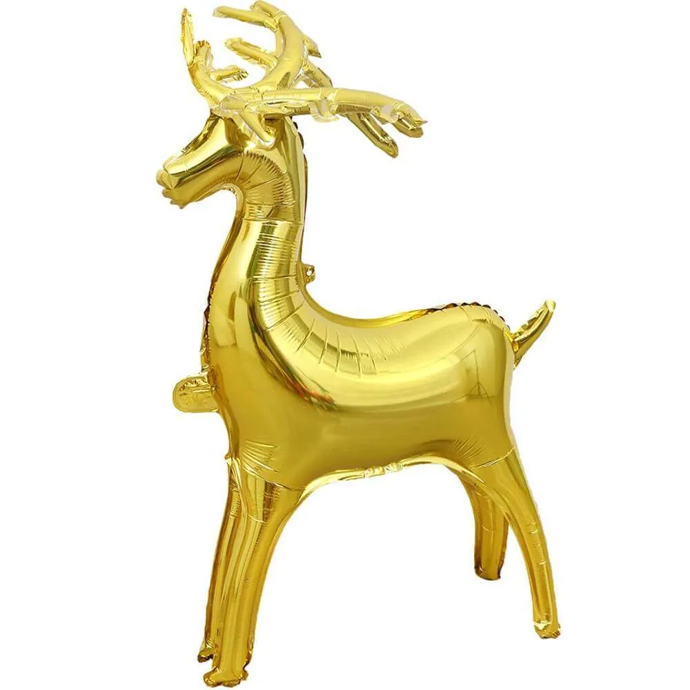 Воздушный шар - Фигура, НГ Олень, Золото 48"/120 см