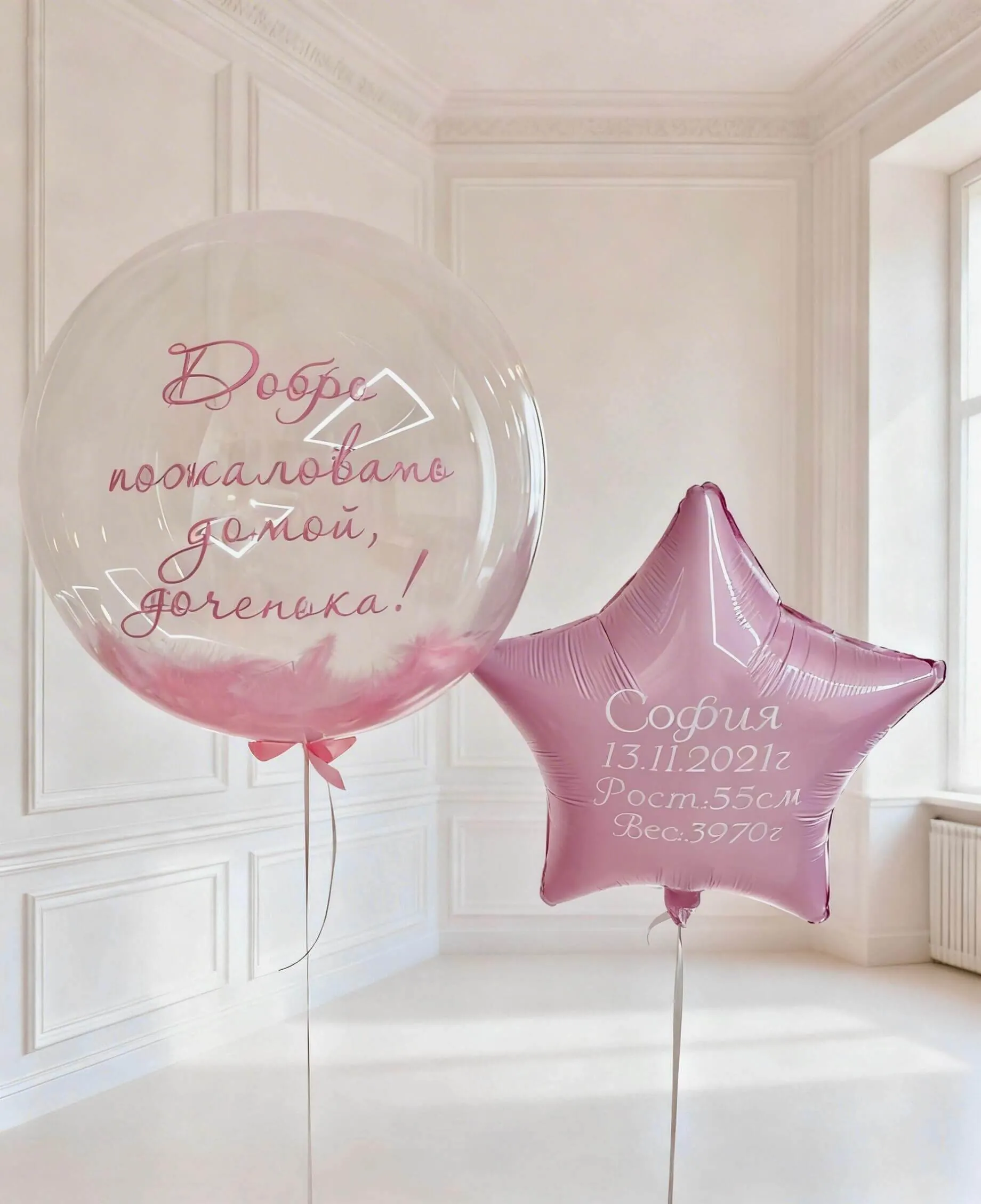 Воздушный шар - Баблс и звезда на выписку