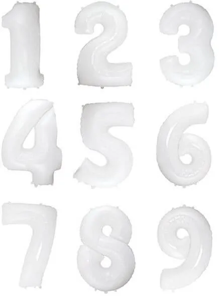 Воздушный шар - Цифра, Белый, 40"/100 см