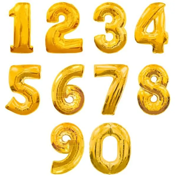 Воздушный шар - Цифра, Золото, 40"/100 см