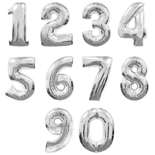Воздушный шар - Цифра, Серебро, 40"/100 см