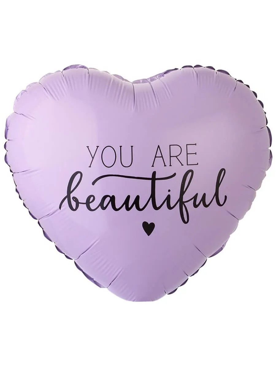 Сердце, YOU ARE BEAUTIFUL, 18"/45 см Воздушный шар - Сердце, YOU ARE BEAUTIFUL, 18"/45 см