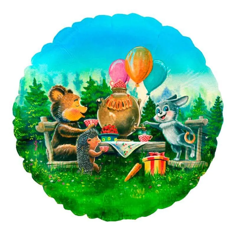 Воздушный шар - Круг, Лесные друзья (дизайн ООО БРАВО), 18"/45 см