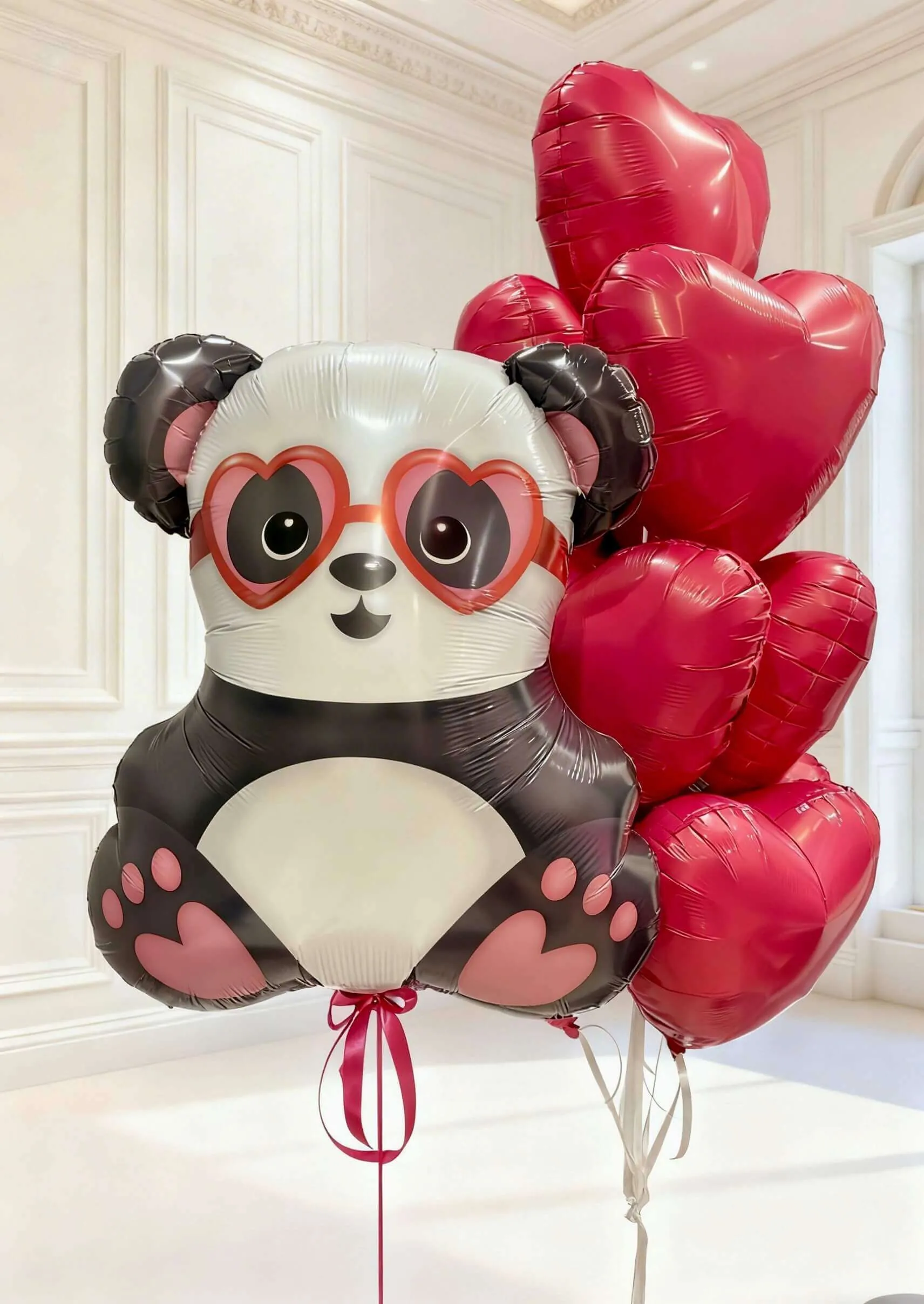 Воздушный шар - Влюбленная панда с сердцами