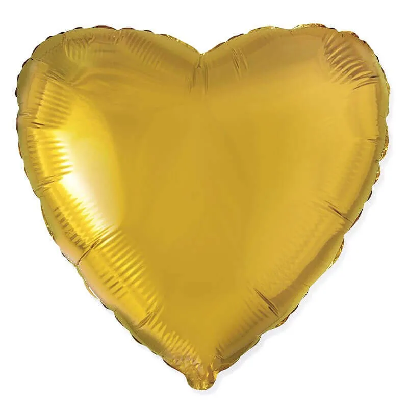 Воздушный шар - Сердце, Золото, 32"/81 см