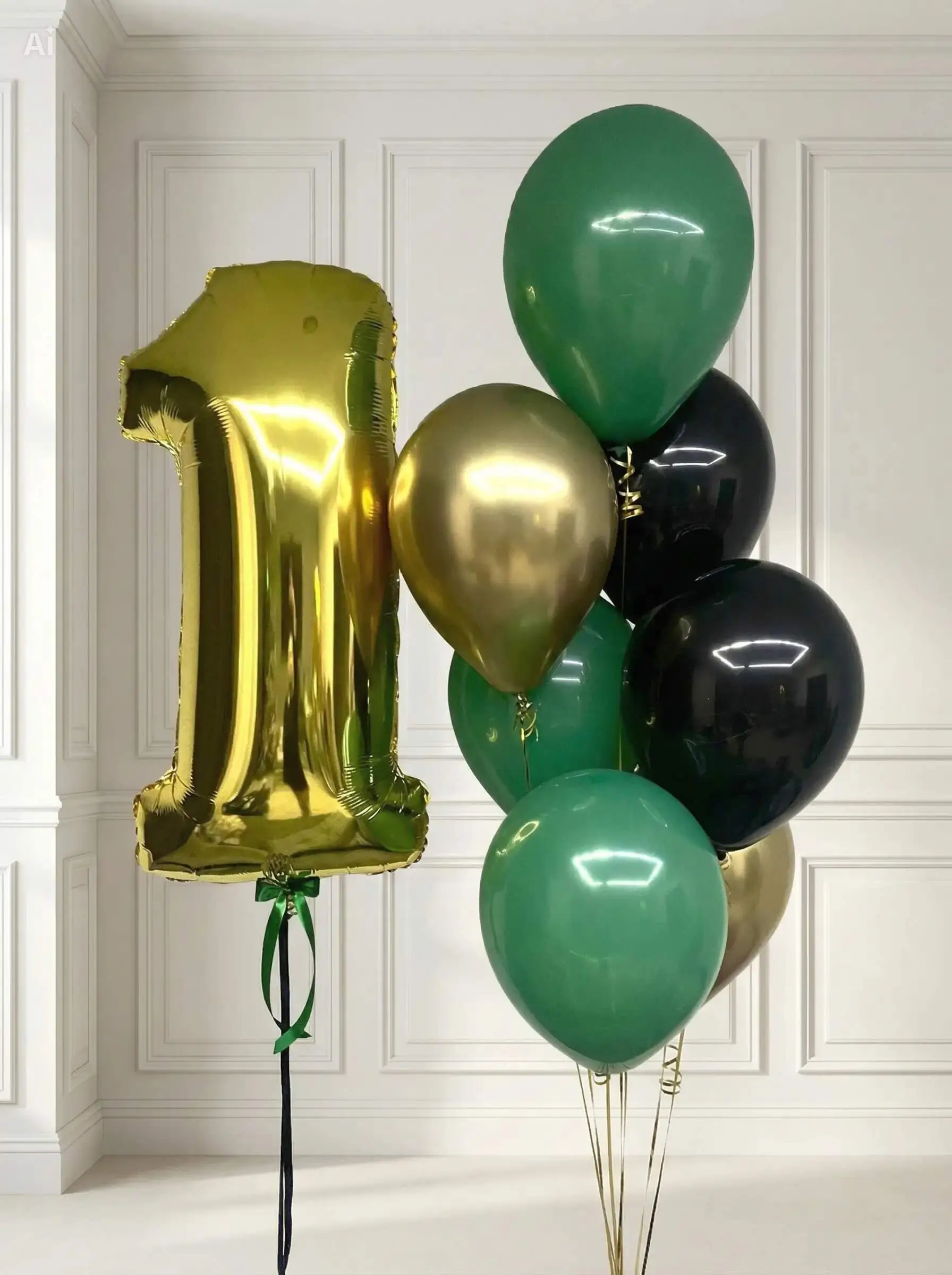 Воздушный шар - Комплект золото-изумруд