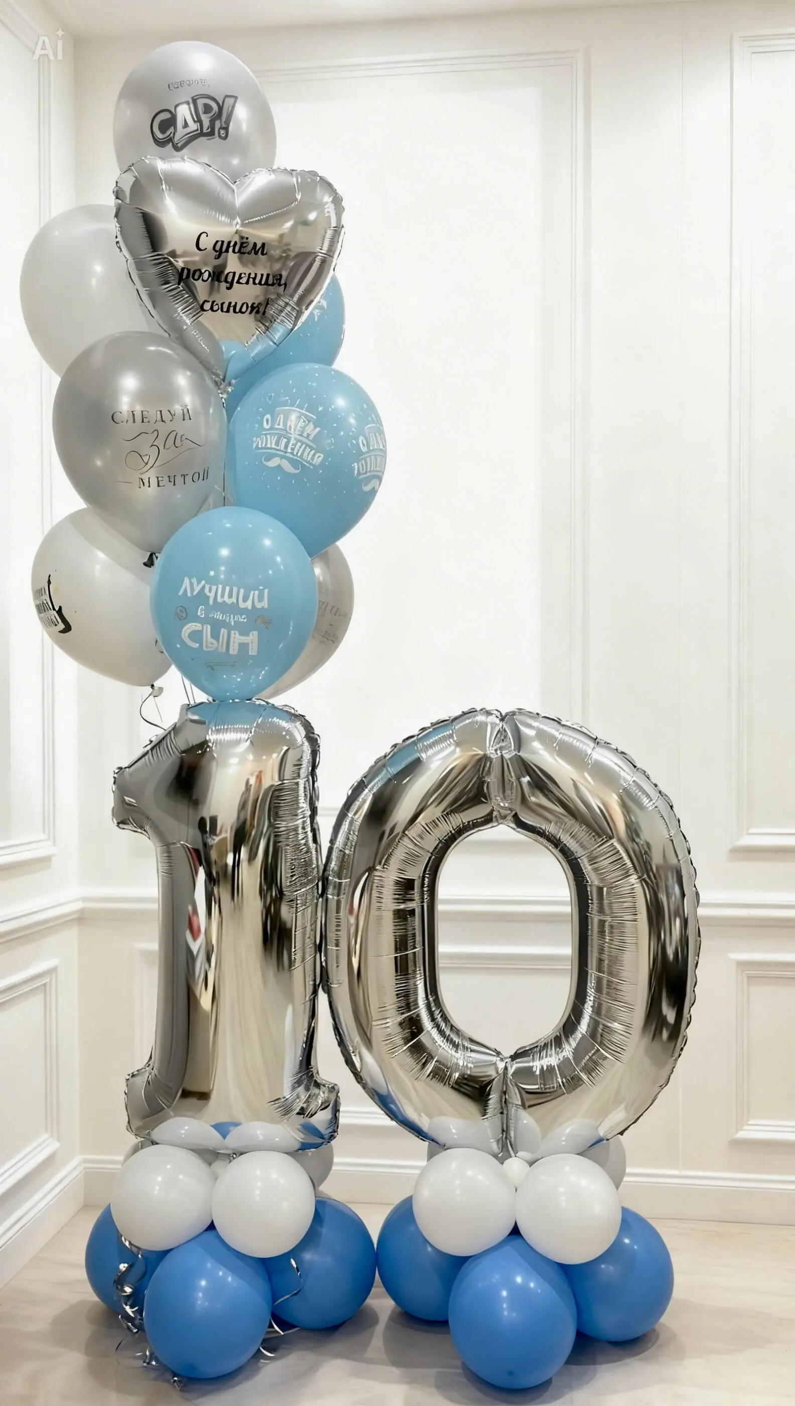 Воздушный шар - Цифры на подставке с пожеланиями